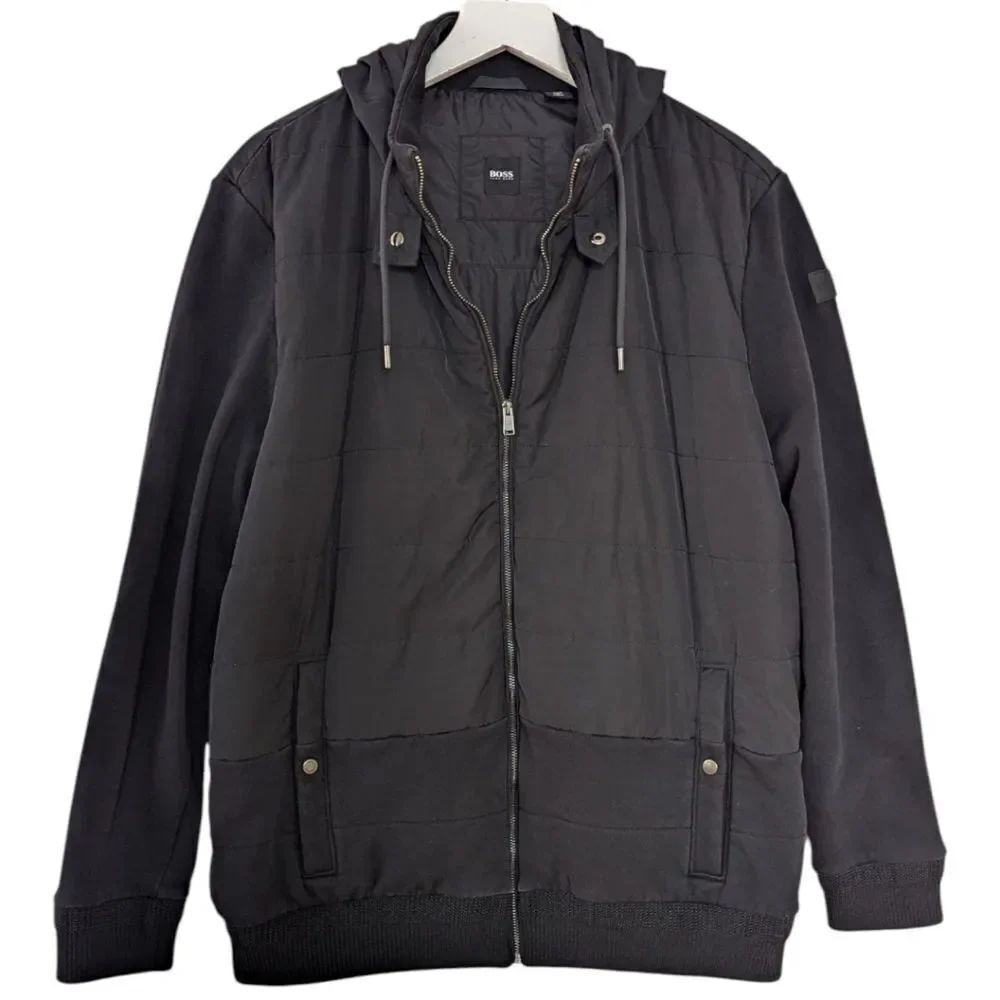 Boss Hugo Boss Men's M Black Mixed Media Hybrid Hooded Jacket